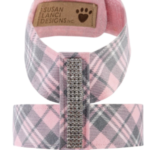 4 Row Giltmore Tinkie Harness in Puppy Pink Plaid