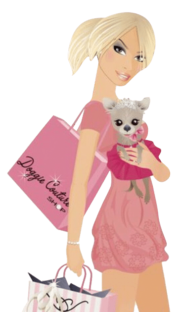 woman and pup shopping