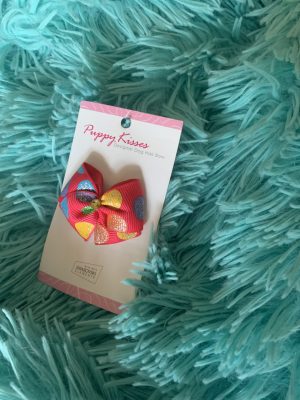 PInk and Multi Colored Dots Dog Hair Bow