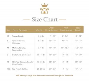 Zampa Couture Size Chart