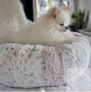 pink soft snow leopard bed