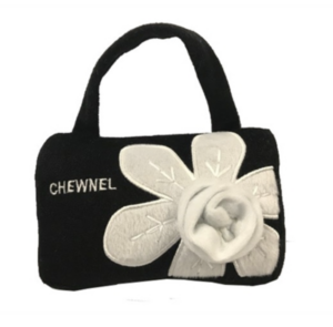 Chewnel Black Purse with White Flower Dog Toy