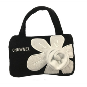 Chewnel Black Purse with White Flower Dog Toy