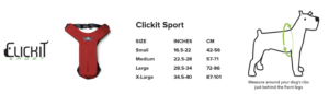 Clickit Sport Plus Dog Car Harness Size Chart