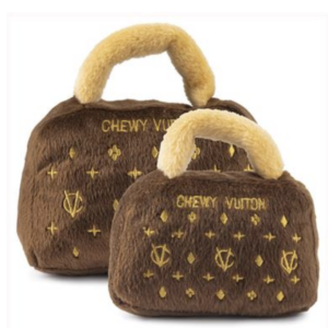 Brown Chewy Vuiton Purse Dog Toy