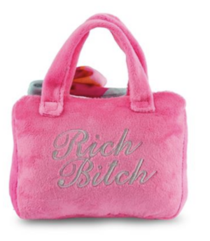 Pink Rich Bitch Barkin Bag Dog Toy