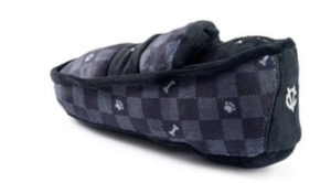Black Checker Chewy Vuiton Loafer Squeaker Dog Toy