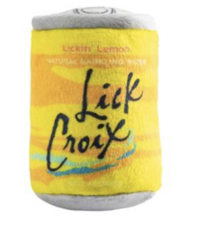 LickCroix Barkling Water Plush Dog Toy-mini can in lemon variety pack