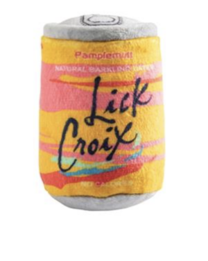 LickCroix Barkling Water Plush Dog Toy in mini can