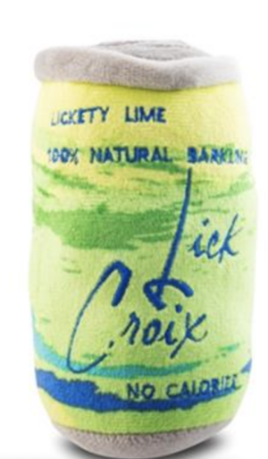 LickCroix Barkling Water Plush Dog Toy in lickety lime