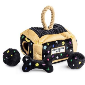 Chewy Vuiton Interactive Toy Trunk in Black Monogram