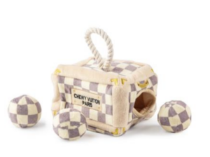 Chewy Vuiton Interactive Toy Trunk in Chewy Checker