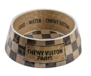 Checker Chewy Vuiton Pet Dining Bowl