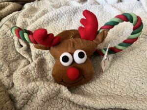 Reindeer Holiday Hug Tug Dog Toy