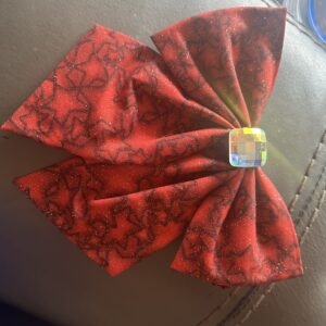 Red Bow with Crystal Center Collar