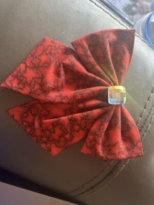 Red Bow with Crystal Center Collar