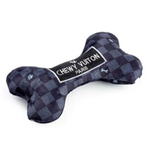 black checker chewy vuiton bone dog toy