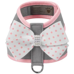Puppy Pink Polka Dot Nouveau Bow Tinkie Harness