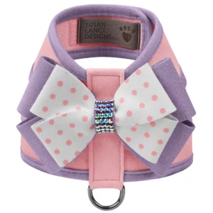 Susan Lanci Designs Daisy Bow Tinkie Harness with French Lavender Trim
