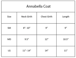 Annabella Coat Size Chart